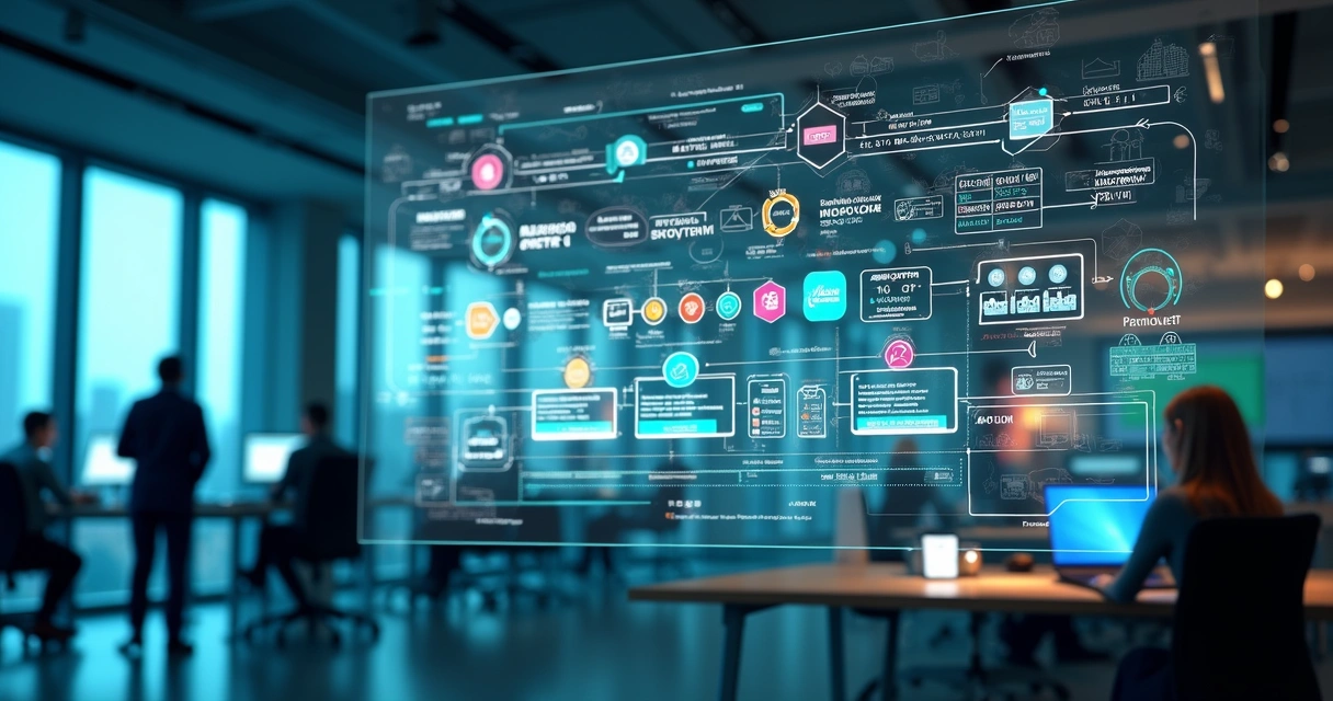 Representação visual do fluxo de enriquecimento de dados em cascata com múltiplas fontes conectadas