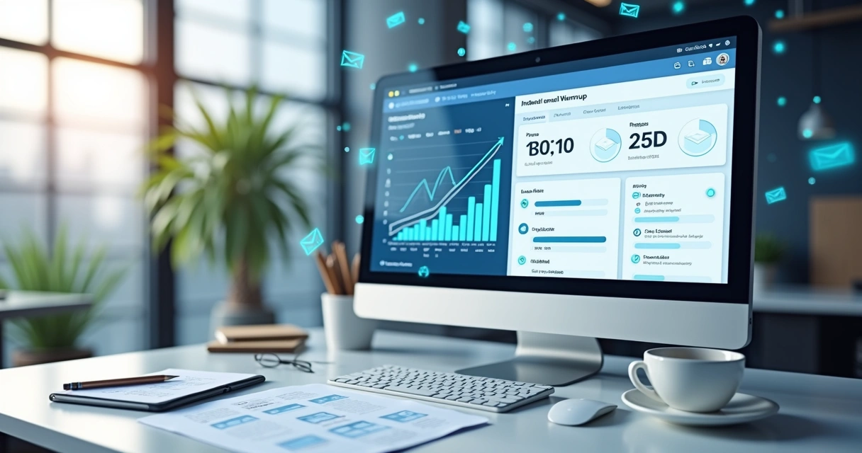 Representação gráfica do processo gradual de aquecimento de e-mail com envio crescente e interação de contatos