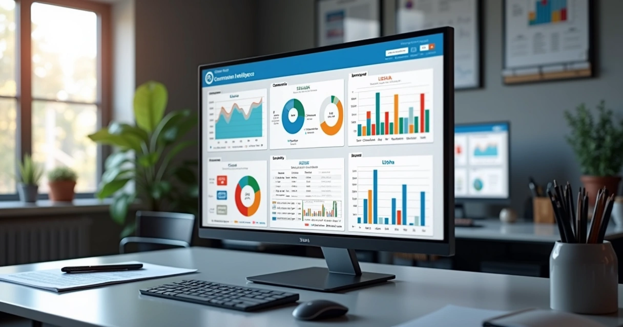 Tela de computador mostrando comparação entre plataformas de inteligência comercial ZoomInfo, Apollo e Lusha com gráficos e dados detalhados
