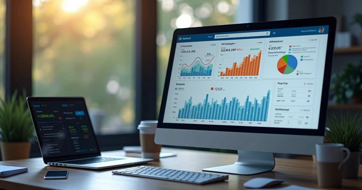 Tela de dashboard digital exibindo gráficos de taxa de conversão e acompanhamento de funil em e-commerce com dados detalhados e indicadores visuais modernos