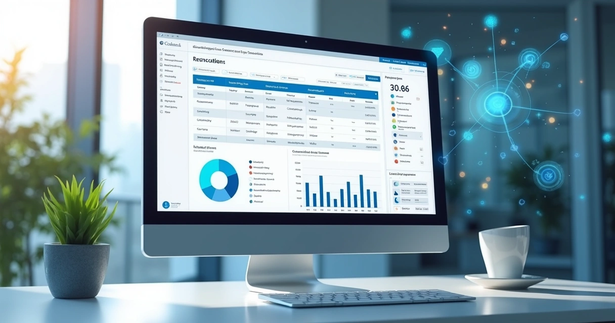 Interface de software exibindo dados detalhados de leads do setor de saúde em tela de computador, com gráficos coloridos e perfis atualizados