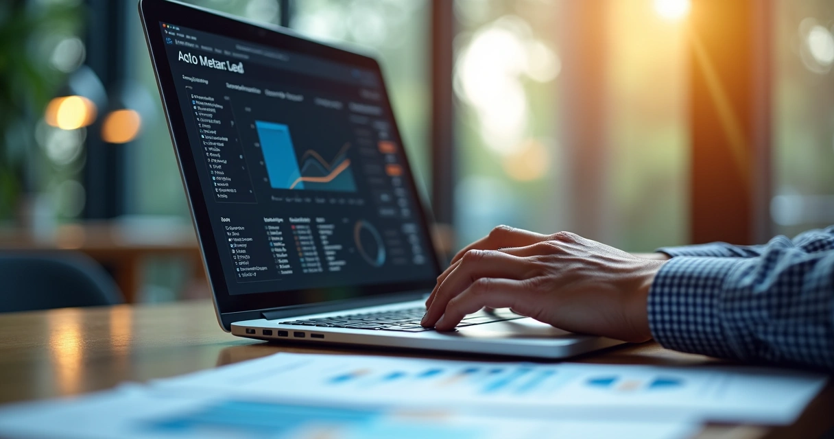 Pessoa usando computador mostrando tela com dados empresariais e informações de telefone