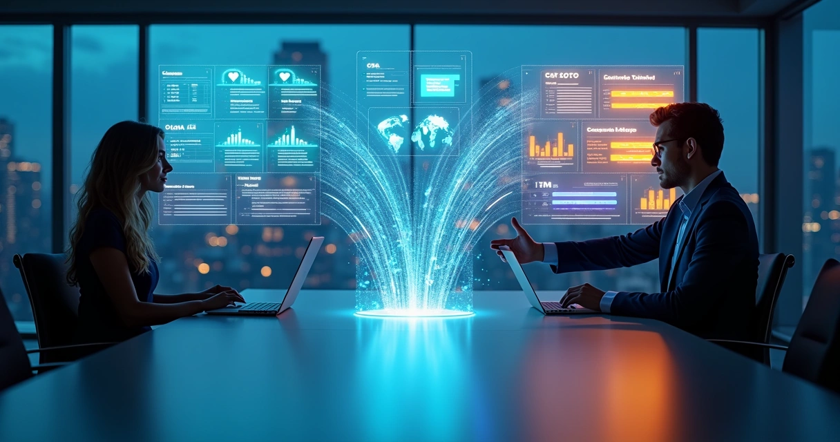 Conceito visual de CRM conectado a campanha de tráfego pago em vendas B2B